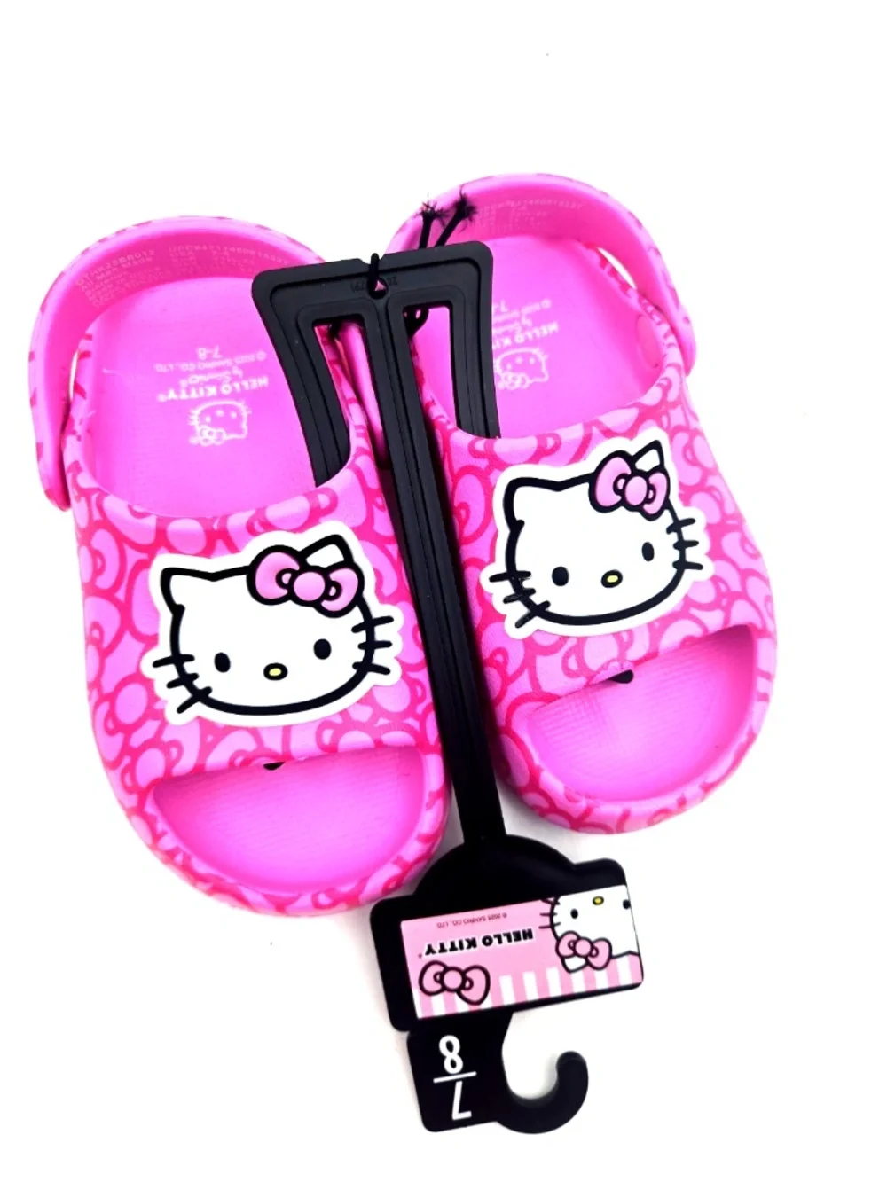 Hello Kitty Baby Sandals Size 7/8 Girls Pink Slide Shoes Slip On Rubber Footwear